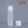 Lagringsflaskor 120 ml Frostad plast Luftlös flaska Vit/transparent lock för lotion/emulsion/serum/grädde/blekning Vätska/Foundation