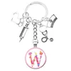 Schlüsselanhänger Lanyards 26 Buchstabe A-Z. Glas Anhänger Arzt Krankenschwester ID Name Medizinische Spritze Stethoskop Foto Schlüsselbund Autoschlüssel Ring Schmuck Geschenk Souvenir D240417