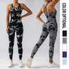 Women's Tracksuits Tie-dye yoga jumpsuit tuminel and hip lift trousers seamless breathable leggings sports fitness wear women set yoga womenL2403