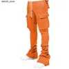 Spodnie męskie Plus rozmiarowe spodnie Nowy design Dostosowany Flare Sweat Pants Street Wear Mens Układane spodnie Q240417