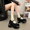 Dress Shoes Women's Platform High Heels Gothic Lolita Mary Jane Casual Woman Heeled Party Wedges Thick Bottom Pumps Black Loafers