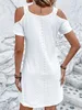 2024 NOWOŚĆ Summer Kobiet White Dress V Nurk puste koronkowe sukienki Elegancka moda swobodna na ramieniu seksowne vestidos 240415