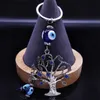 Keychains Lanyards fashion ing arbre bleu cristal key anneau turc tassel tassel tassel clés de trèfle aux bijoux amulet llaveros kxh787s01 y240417