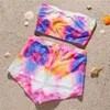 Frauen Badebekleidung Kawaii Krawatte Dye Print Bikinis Shorts Set Bandeau Badeanzug y2k sexy Frauen zweiteiliger brasilianischer Strand Badeanzug Badeanzug