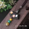 Hangende kettingen lange hangers houten ketting multicolor bloemen ebbenhout ingelegde bloem etnische exotische handgemaakte japis