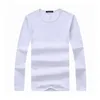 Mens T-shirt Solid Long-sleeved Solid Bottoming Shirt Slim O-neck Smooth Loose Autumn White Black Oversize Casual Full 240412