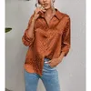 Dames t shirts elegante kantoormedewerker lange mouw luipaard jacquard shirt reversknop lente herfst mode tops