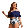 Kvinnors badkläder Push Up Bikinis Set Women Plus Size Baddräkt Hög midja Larges Big Plussize Bathing Swimming Beachwear Suits 2024