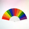 Decorative Figurines Decorations Portable Rainbow Fan Beautiful Folding Fans Colorful Pride Wooden Miss