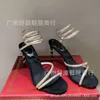 Designer Sandalen vrouwen RV hiel lente/zomer slang gewikkeld hak sandalen dames gewikkelde voeten kristallen diamant open teen dunne hielband