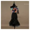 Сцена Wear 2024 Латинская танцевальная юбка красавица взрослые женщины -спектакль костюм черные цветы девушка