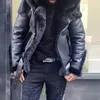 남자 재킷 mens pu 가죽 자켓 가을과 겨울 패션 레트로 캐주얼 한 느슨한 작업복 코트 아메리칸 스트리트 남자를위한 따뜻한 후드