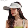 バイザーサンハット女性の夏の日焼け止め広い顔面カバーサンハットアウトドアプレイレジャー旅行韓国スタイルバイザーピークキャップY240417