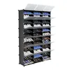 Organisateur à chaussures à chaussures portable à 12 niveaux 72 paires 36 grilles de la tour étagère de rangement stand extensible pour les talons, les bottes, les pantoufles, le noir