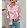 T-shirts pour femmes élégants travailleurs de bureau à manches longues Léopard Jacquard Shirt Button Button Spring Automne Tops Fashion