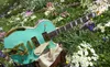 Niestandardowy sklep Masterbuild Duo 1955 Jet Surf Green Sparkle Electric Electric Białe boki Wgłębienia, Gold Sparkle Binding, Bigs Tailpiece,