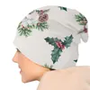 Beretten Winter bloei met vogel Holly Berry Taxus Baccata Outdoor Beanie Caps Merry Christmas Day Skullies Beanies Ski Bonnet Hats