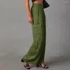 Spodnie kobiet w stylu kombinezonu swobodny ładunek średniej elastycznej talii multi kieszeni solidne spodnie kolorów dla workowatego wygodnego