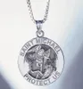 Pendant Necklaces Round Angel St Michael Medallion Necklace St Christopher Sliver Gold Color Cuban Curb Chain2450594