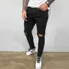 Frjq Herren Jeans Männer Knieloch Ripped Stretch Skinny Denimhose Solid Farbe Schwarz Blau Herbst Sommer Hip-Hop-Stil Slim Fit Hose S-4xl D240417