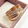 Cluster Rings Rose Gold OpenWork Eternity Entwined Crystal for Women 925 Sterling Ring Wedding Party Gift Europe Juvelera