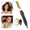 2 I 1 Electric Heat Comb Hårrätare Curler Wet Dry Iron Rätning Borste Styling Tool 240412