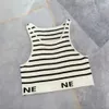 Summer Knitted OP22 Striped Letter Webbing Vest Spice Girl Outer Wear Sports Suspender Top