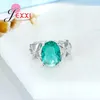 Cluster Rings Retro Design Women Green Crystal Party 925 Серебряные ювелирные украшения Стиль Стиль Винтаж для женщин