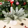 Decorative Flowers 5/10Pcs Christmas Snow Frosted Pine Branches Artificial Needles Picks And Sprays DIY Wreath Home Decoration Craft