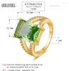 クラスターリンググリーンクリスタル長方形の石の宝石女性パーティー記念日トルマリンオリビン婚約指輪