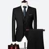 Herenpakken Iwhanker bruidegomsman Tuxedos sjaal kraag bordeaux business casual 3 stuks bruiloft man blazer (jasbroekvest)