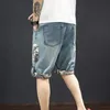 Multi Color Male Denim Shorts Graphic Stretch Blue In Thin Mens Short Jeans Pants Baggy Streetwear Wide Jorts Y2k Designer 240410