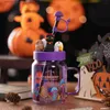 Vattenflaska Starbucks Halloween Cup Black Cat Mugs Mushroom Little Devil Paradise Mark Glass Straw Isolated Water Cup L48