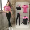 Schnelle trockene Frauen Sportswear Yoga Set Fitness Gym Yoga -Bekleidungsanzug Sets Coatbrat Shirlleggings Training fahren 240407