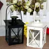 Candle Holders Black/White Metal Iron Lantern Hanging Candlestick Wedding Candelabra Centerpieces Decoration