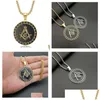 Pendant Necklaces Pendant Necklaces 316 Stainless Steel Mason Masonic Necklace Sier Gold Black Round Shaped Fraternal Association Frat Dhz3F