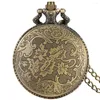 Pocket Watches Old Fashion Double Paarden Volledig horloge bronzen ketting hanglakklok kwarts analoge wijzerplaat retro cadeau -uurwerk unisex