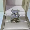 Pierścienie klastra Vintage Heart Lab Diamond Ring Real 925 Srebrny Party Wedding For Women Mężczyzn zaręczynowy Prezent biżuterii