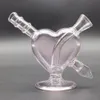 Mini Glass Bong heart Pink Heart Hand Pipes Bubbler Shisha Hookah Water Pipe Bongs