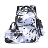 Sacs d'école 3pcs / ensemble Camouflage Printing Kids Backpack Cartoon Stitch Imprimer Primatin Crayer Case Boy Girl Sac Sac Child