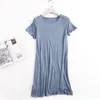 Malesma de roupas de dormir feminina de tamanho grande de manga curta Sleep Modal Wear vestido de roupas de noite de verão fino para a mulher adormecida Mulher Nightshirt