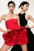 Runway Dresses Fashion 2024 Sexy Strapless Backless Red Flower Bandage Mini Dress Evening Birthday Party Club Celebrate Po Shoot Wear