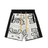 Correct Rhude Checkboard Cashew Flower American High Street Jacquard gebreide wollen losse casual split shorts voor mannen