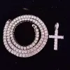 Colares pendentes homens mulheres colar de cruz de hip hop com cadeia de tênis de zircão de 4 mm gelada para o presente de moda de jóias de hiphop bling