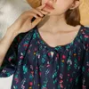 Women's T Shirts Birdtree 30% Real Silk 70% Cotton Elegant T-shirt för kvinnor Puff Sleeve Printed Sweet Commute Tops 2024 Summer T42803QC