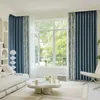 Curtain Customized Haze Blue Curtains For Living Dining Room Bedroom Light Luxury High-end Cotton Linen Thickened Splicing Blackout