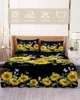 Sängkjol Park Solrosblomma Butterfly Elastic Montered Bed Stead med kuddväskor Madrass Cover Bedding Set Sheet