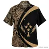 Мужские футболки Harajuku Summer New 3D Polynesian Kosrae Flag Emblem Emblem Рубашки Kosrae Грои Графические короткие рубашки мужская одежда мода