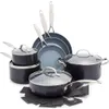 Greenpan Valencia Pro Cerámico anodizado Hard Anodized Pot Set-Juego de utensilios de cocina de 11 piezas, sin PFAS, segura de la olla de inducción, para lavavajillas, seguros del horno