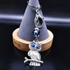 Keychains Lanyards Fashion Owl Turkey Blue Eye Keychain for Woman Silver Color Alloy Animal Key Chain Women Jewelry porta chaves mulher KXH540S01 Y240417